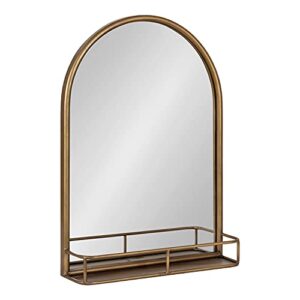 kate and laurel estero modern arched mirror with shelf, 20 x 28, gold, transitional arch mirror for wall