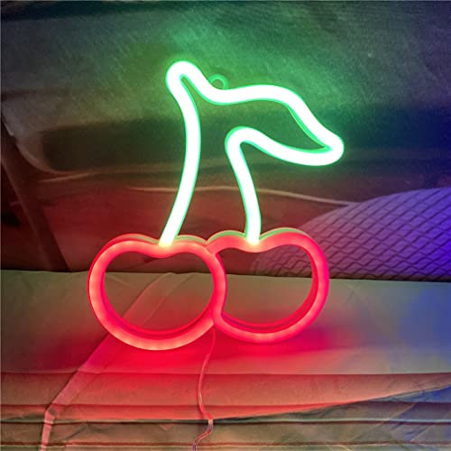 Cherry Neon Sign Lights Fruit Signs with USB or Battery Operated for Kid's Room Bedroom Bar Restaurant Game Room Christmas Valentine's Day Birthday Party Gift LED Art Decoration Light-Rg