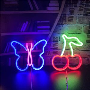 Cherry Neon Sign Lights Fruit Signs with USB or Battery Operated for Kid's Room Bedroom Bar Restaurant Game Room Christmas Valentine's Day Birthday Party Gift LED Art Decoration Light-Rg