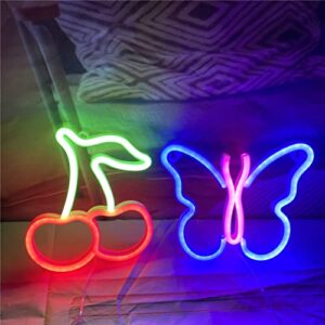 Cherry Neon Sign Lights Fruit Signs with USB or Battery Operated for Kid's Room Bedroom Bar Restaurant Game Room Christmas Valentine's Day Birthday Party Gift LED Art Decoration Light-Rg