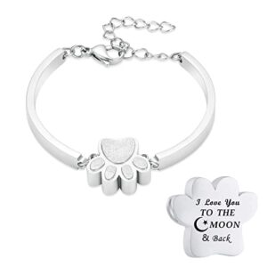 stainless steel paw print urn bracelet memorial ash keepsake cremation jewelry dog ashes bracelet