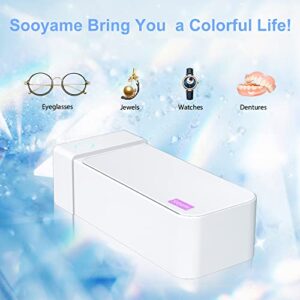 Sooyame Ultrasonic Jewelry Cleaner- Cleaner Machine Silver Jewelry Silver Rings Cleaning Eyeglasses Watches Necklaces Dental Coins Razors Dentures Tools Parts Instruments Professional (White)