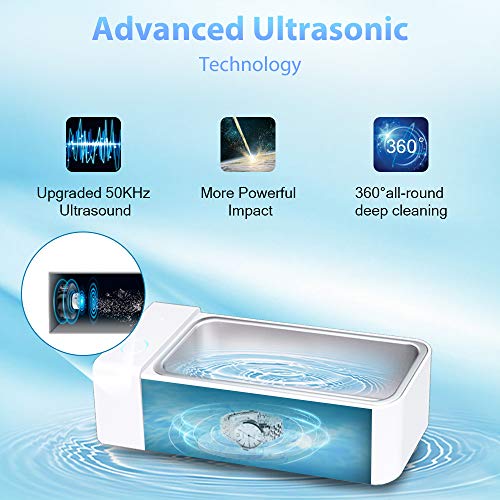 Sooyame Ultrasonic Jewelry Cleaner- Cleaner Machine Silver Jewelry Silver Rings Cleaning Eyeglasses Watches Necklaces Dental Coins Razors Dentures Tools Parts Instruments Professional (White)