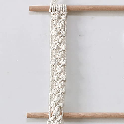 Anntool 3-Tier Macrame Wood Decorative Hanging Wall Towel Blanket Shelf, Bathroom Storage Toilet Paper Display Rack, Farmhouse Towel Holder for Kitchen, Bathroom, Bedroom, Entryway