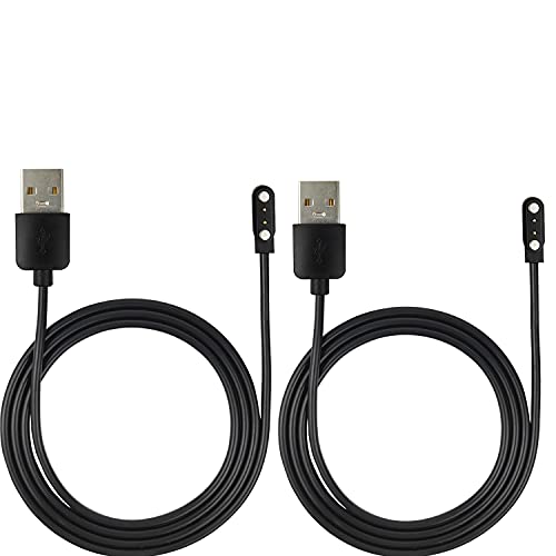 BPOPO Smartwatch Magnetic Charger Cable [2 Pack] Compatible with Yamay SW022,AGPTEK LW11 TicWatch GTX,Motast Mugu Chalyh 1.69" Fitness Watch,3.3Ft 2 Pins USB Charging Cord
