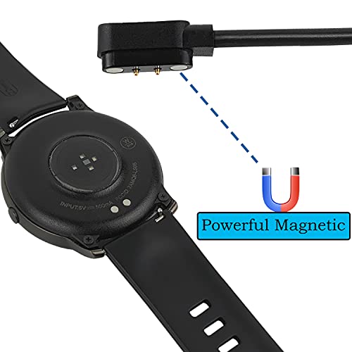 BPOPO Smartwatch Magnetic Charger Cable [2 Pack] Compatible with Yamay SW022,AGPTEK LW11 TicWatch GTX,Motast Mugu Chalyh 1.69" Fitness Watch,3.3Ft 2 Pins USB Charging Cord