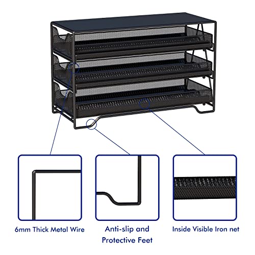 New England Stories Storage Drawer Holder Compatible with Nespresso Vertuo Capsules, 48 Big or 90 Small Capacity with 3 Drawer