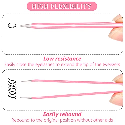 10 Pieces Eyelash Extension Tweezers Stainless Steel Curved Tweezers Volume Eyelash Tweezers Eyelash Isolation Tweezers Eyelash Application Tools for Eyelash Accessories, Silver, Rose Red, 5 Styles