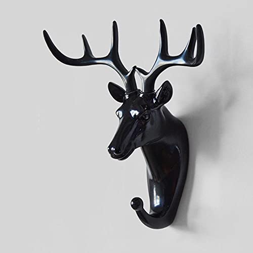 Kopiqin Crafts Home Wall Decoration Elegant Single Deer Head Wall Hook Cartoon Hook Jewelry Key Scarf Bag Hanger Robes Coat Rack for Living Room Bedroom