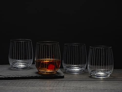 Mikasa Berlin Double Old Fashioned Whiskey Set of 4, 15.5-Ounce, Clear