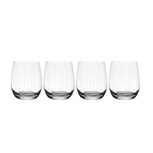 Mikasa Berlin Double Old Fashioned Whiskey Set of 4, 15.5-Ounce, Clear