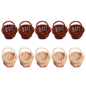 nuobesty 20pcs miniature wood baskets mini hamper baskets playset mini scene props for garden fairy ornament dollhouse decoration