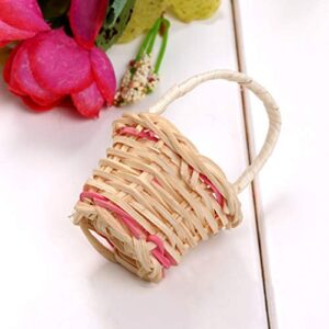 NUOBESTY 20pcs Miniature Wood Baskets Mini Hamper Baskets Playset Mini Scene Props for Garden Fairy Ornament Dollhouse Decoration