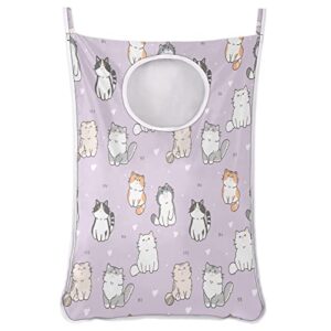 cute cat hanging laundry basket purple cat collapsible large laundry hamper green white for cloth toys storage baskets hanging laundry baskets for bathroom living room hanging behind the door 30x20 inches
