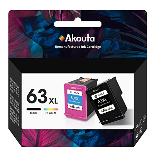 63XL Ink Cartridges Combo Pack Replacement for HP Ink 63 63XL Ink Works with HP OfficeJet 3830 4650 4655 5255 5258 5200 3833 Envy 4520 4512 DeskJet 1112 2130 3630 3633 Printer (1 Black,1 Tri-Color)