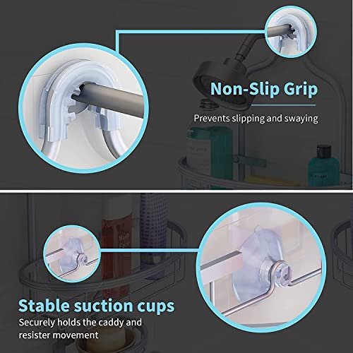 GAOKASE Shower Caddy Over Shower Head, Hanging 3-Tier Bathroom No Drilling Shower Organizer Aluminum 2-Hooks for Towel Soap Conditioner