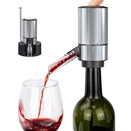 Electric Wine Aerator Pourer Automatic Wine Dispenser Pump with Retractable Tube for One-Touch Instant Oxidation Smart Wine Aerator Decanter for Travel/Home