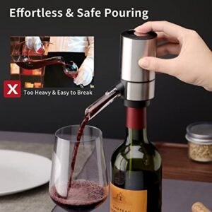 Electric Wine Aerator Pourer Automatic Wine Dispenser Pump with Retractable Tube for One-Touch Instant Oxidation Smart Wine Aerator Decanter for Travel/Home