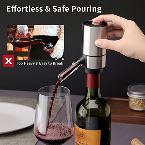 Electric Wine Aerator Pourer Automatic Wine Dispenser Pump with Retractable Tube for One-Touch Instant Oxidation Smart Wine Aerator Decanter for Travel/Home