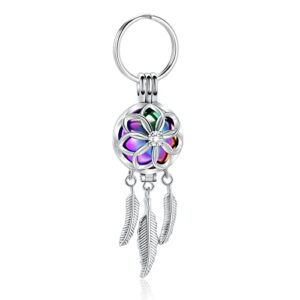 shajwo Cremation Jewelry Dream Catcher Urn Keychain for Ashes for Women Men Memorial Angel Wing Human Pet Ashes Pendant,Rainbow