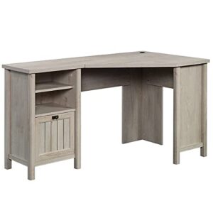 sauder costa corner computer desk in chalked chestnut, chalked chestnut finish