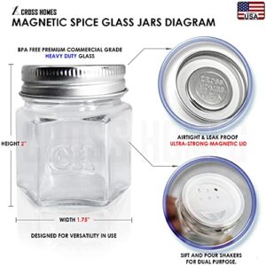 Magnetic Spice Jars Empty Small Hexagon Glass Spice Jars 20 Sets with Magnetic Lids, Shaker, Magnetic Board, Spice Labels DIY Spice Tins Magnetic Spice Rack for Refrigerator Fridge Cabinet Wall mount