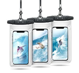 glbsunion universal waterproof case,waterproof phone pouch dry bag for iphone 14 13 12 pro 11 pro max xs max x samsung galaxy s22/21 google pixel htc up to 8", ipx8 cellphone dry bag -3 pack clear
