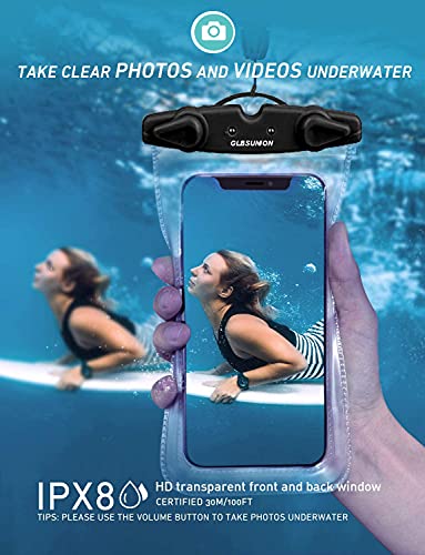 GLBSUNION Universal Waterproof Case,Waterproof Phone Pouch Dry Bag for iPhone 14 13 12 Pro 11 Pro Max XS Max X Samsung Galaxy S22/21 Google Pixel HTC Up to 8", IPX8 Cellphone Dry Bag -3 Pack Clear