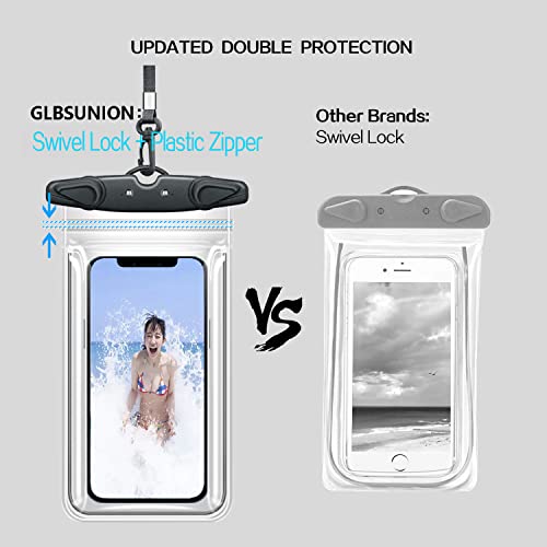 GLBSUNION Universal Waterproof Case,Waterproof Phone Pouch Dry Bag for iPhone 14 13 12 Pro 11 Pro Max XS Max X Samsung Galaxy S22/21 Google Pixel HTC Up to 8", IPX8 Cellphone Dry Bag -3 Pack Clear