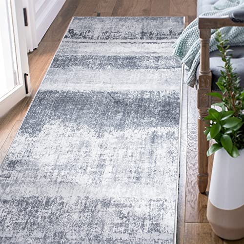 jinchan Area Rug 2x7 Runner Rug Modern Abstract Rug Indoor Contemporary Carpet Foldable Thin Rug Hallway Soft Mat Kitchen Light Grey Print Floor Cover Non Slip for Bathroom Bedroom Living Room