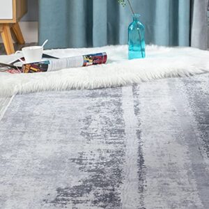 jinchan Area Rug 2x7 Runner Rug Modern Abstract Rug Indoor Contemporary Carpet Foldable Thin Rug Hallway Soft Mat Kitchen Light Grey Print Floor Cover Non Slip for Bathroom Bedroom Living Room