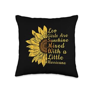 Leo Zodiac Sunflower Flower Birthday Gift Women Leo Zodiac Sunflower Flower Lover Born July August Birthday Throw Pillow, 16x16, Multicolor