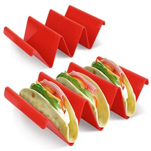 sihuuu taco holder stand set of 2 - holds up to 3 tacos in each taco tray - sturdy, dishwasher and microwave safe