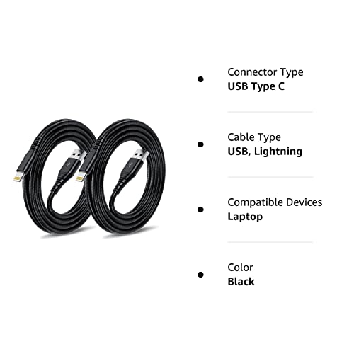 iPhone Charger Cable 10 ft (2Pack), [Apple MFi Certified] Extra Long 10 Foot Lightning Cable, 10 feet iPhone Charger Fast Charging Cord for iPhone 13 12 11 Pro Max XR XS X 8 7 6 Plus SE iPad-Black