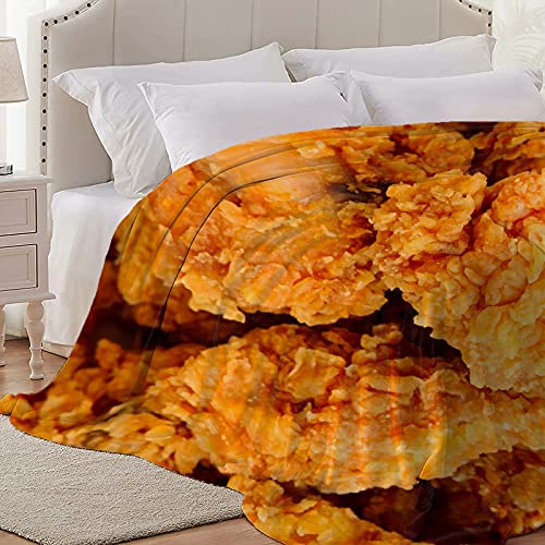 Food Fried Chicken Blanket Cozy Soft Lightweight Flannel Throw Blanket for Bed Sofa Travel All Season 50"x40"