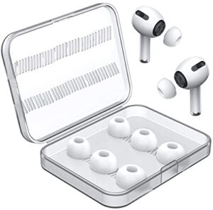 meeaja [3 pairs] airpods pro replacement ear tips for airpods pro accessory, silicone earbuds tips with noise reduction hole, with portable storage box and fit in the charging case (s/m/l, white)