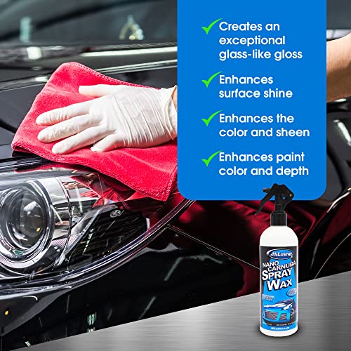 Hi-Lustre Nano Carnauba Spray Wax, Instant Shine Car Wax to Seal & Maintain Paint UV-Blocking, Hydrophobic Car Detailer Wax, Streak-Free and Safe for All Surfaces, Piña Colada Scent, 16 oz