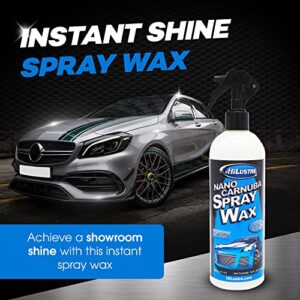 Hi-Lustre Nano Carnauba Spray Wax, Instant Shine Car Wax to Seal & Maintain Paint UV-Blocking, Hydrophobic Car Detailer Wax, Streak-Free and Safe for All Surfaces, Piña Colada Scent, 16 oz