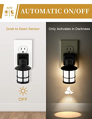 Night Lights Plug Into Wall, DORESshop 2 Pack Night Light, Soft White 3000K Led Night Light with Dusk-to-Dawn Sensor, Dimmable Night Light for Bathroom Hallway Bedroom Kids Room Stairway