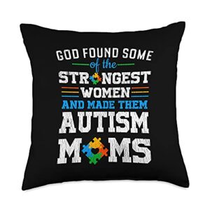 autism awareness family apparel.usa autism mom the strongest son mother autistic kid awareness throw pillow, 18x18, multicolor