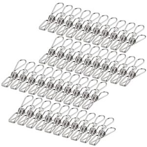 40 pack stainless steel clothes pins, stainless steel laundry hanging clothesline clips clothes pegs for washing line clothes pegs strong card pegs metal clips fabric clips for clothes, paper files