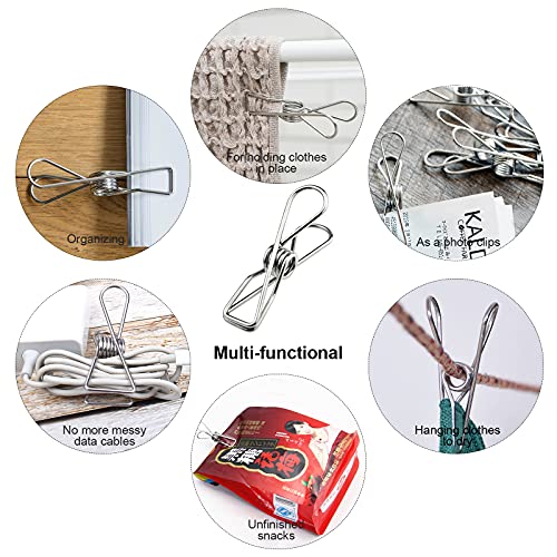 40 Pack Stainless Steel Clothes Pins, Stainless Steel Laundry Hanging Clothesline Clips Clothes Pegs for Washing Line Clothes Pegs Strong Card Pegs Metal Clips Fabric Clips for Clothes, Paper Files