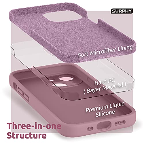 SURPHY Compatible with iPhone 13 Mini Case with Screen Protector, (Camera Protection + Soft Microfiber Lining) Liquid Silicone Phone Case 5.4 inch 2021, Lilac Purple