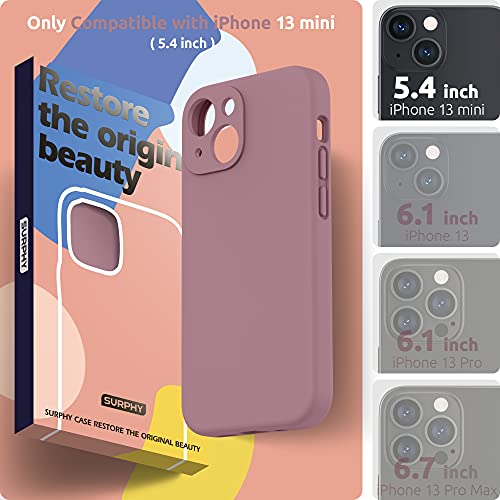 SURPHY Compatible with iPhone 13 Mini Case with Screen Protector, (Camera Protection + Soft Microfiber Lining) Liquid Silicone Phone Case 5.4 inch 2021, Lilac Purple