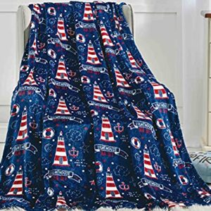 Summertime by The Shore by Décor&More Extra Soft Microplush Throw Blanket (50" x 60") - Lighthouse