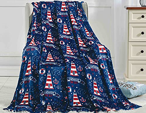 Summertime by The Shore by Décor&More Extra Soft Microplush Throw Blanket (50" x 60") - Lighthouse