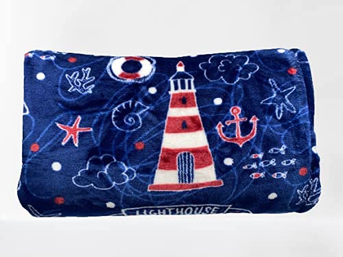 Summertime by The Shore by Décor&More Extra Soft Microplush Throw Blanket (50" x 60") - Lighthouse