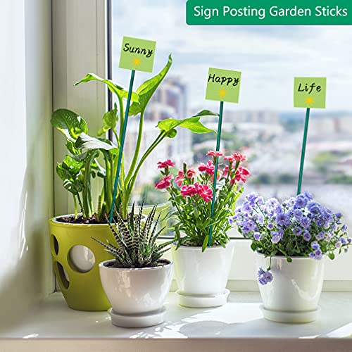 BLUE TOP Green Bamboo Plant Stakes Garden Stakes 15.8 Inch 25 PCS,Wood Stakes for Vegetables/Floral,Bamboo Plant Support for Indoor &Outdoor Plants with 100 Garden Ties, Sign Posting Garden Sticks