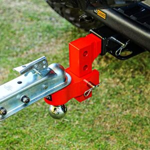 LOCAME Adjustable Trailer Hitch, Fits 2-Inch Receiver Only, 6-Inch Drop/Rise Aluminum Drop Hitch, Tow Hitch for Heavy Duty Truck with Double Stainless Steel Pins, Red, LC0001