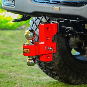 LOCAME Adjustable Trailer Hitch, Fits 2-Inch Receiver Only, 6-Inch Drop/Rise Aluminum Drop Hitch, Tow Hitch for Heavy Duty Truck with Double Stainless Steel Pins, Red, LC0001